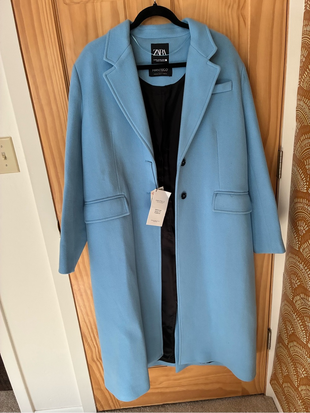 ZARA Light Blue Single-Breasted Pea Coat size xxl